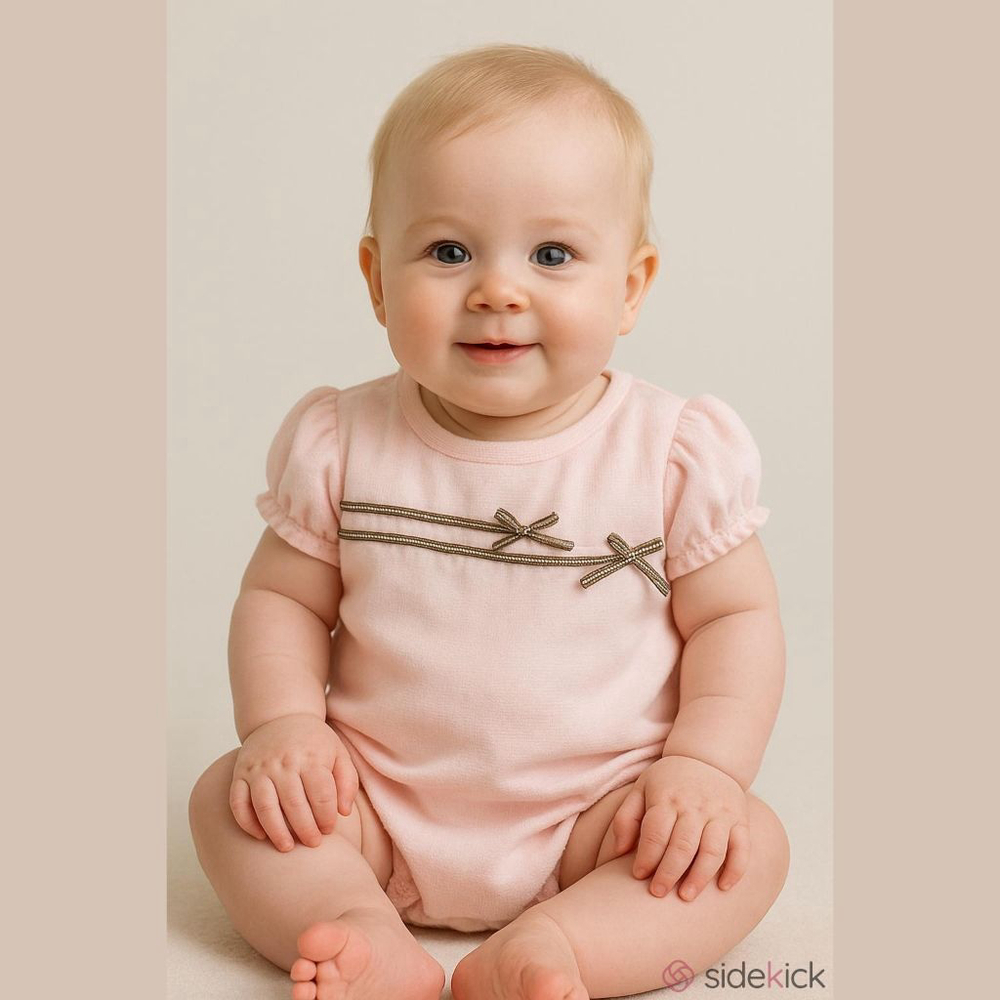 Catimini Pink Knit Romper 3-6M | Cute Bow Details